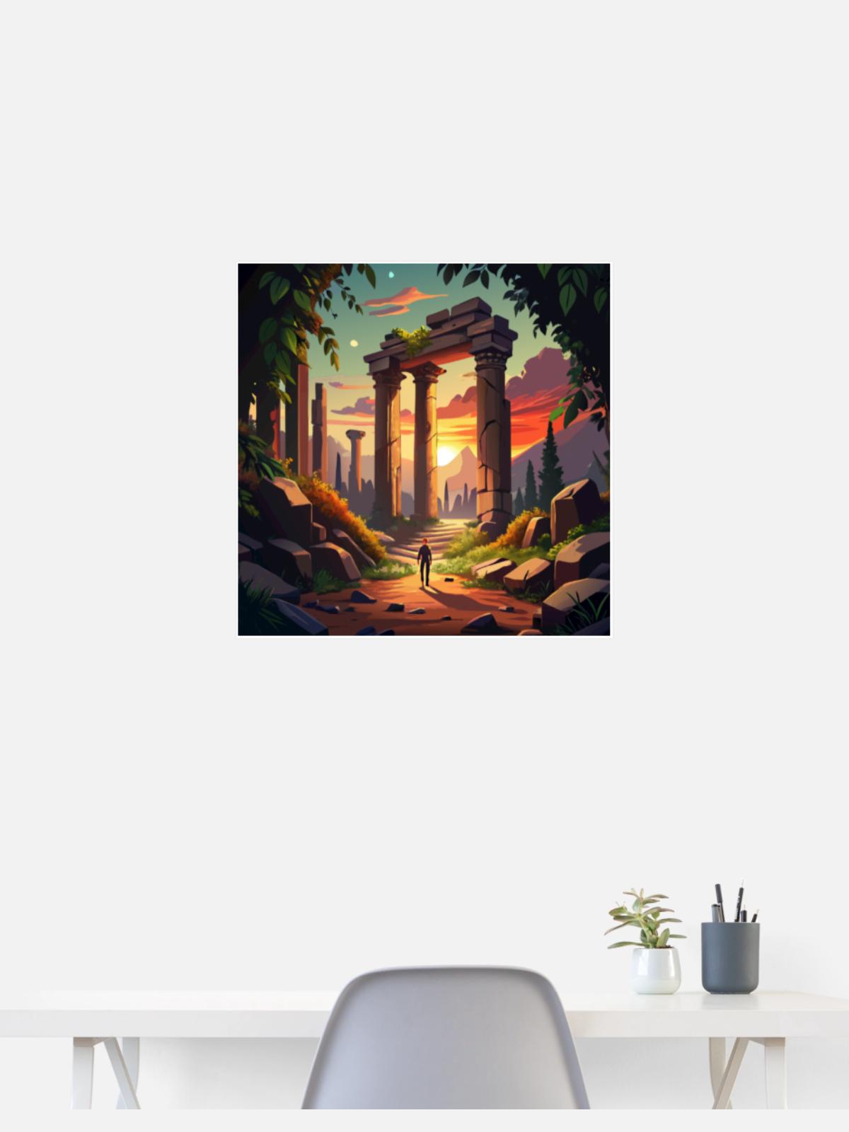 Exploring Ancient Ruins - Poster 24x24 - white - Front