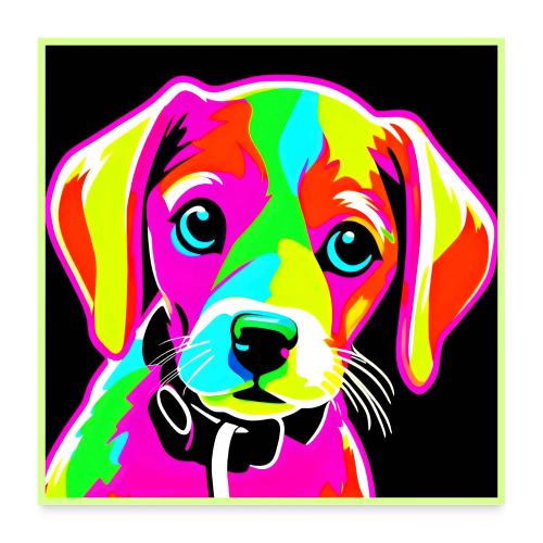 Neon Puppy Pop Art - Poster 24x24