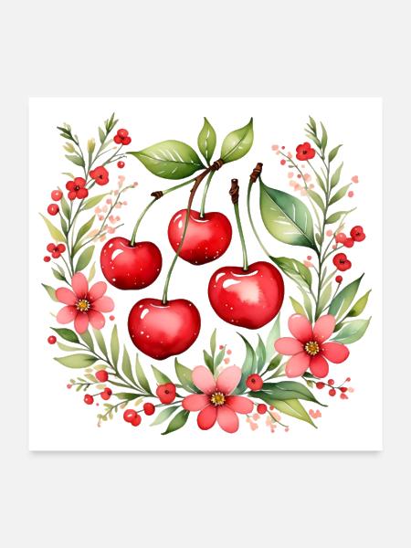 I love cherry - Poster 24x24 - white - Front