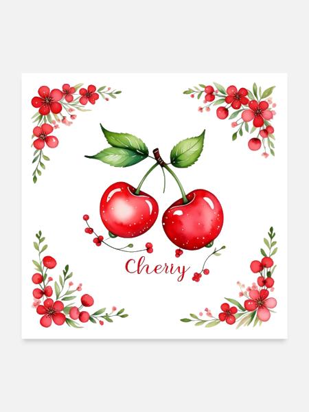 Cherry - Poster 24x24 - white - Front