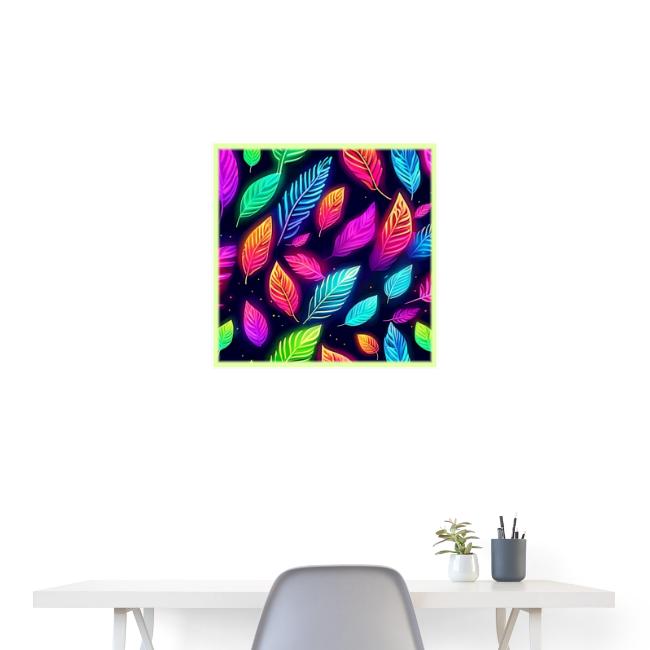 Neon Leaves in Vibrant Glow Art