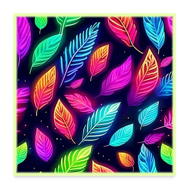 Neon Leaves in Vibrant Glow Art