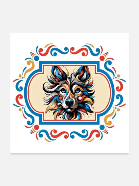 Wolf head 19 - Poster 24x24 - white - Front