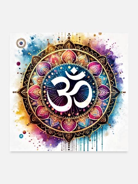 The Om symbol, ॐ, is a sacred syllable in Hinduism - Poster 24x24 - white - Front