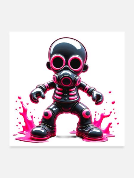 Neon Wasteland: The Cyberpunk Gas Mask Warrior - Poster 24x24 - white - Front