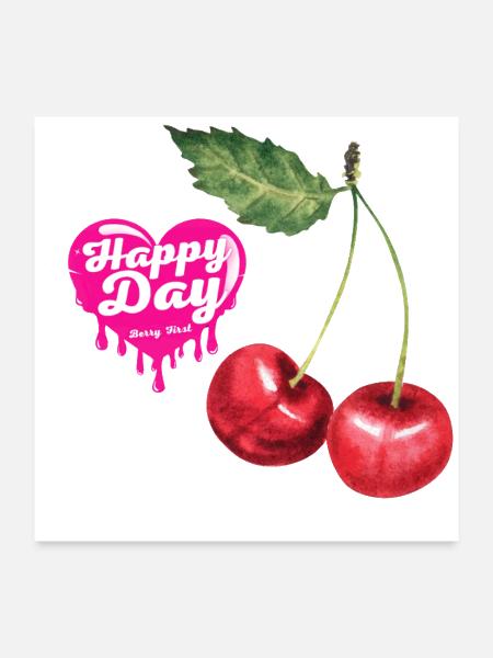 Happy Cherry Day - Poster 24x24 - white - Front