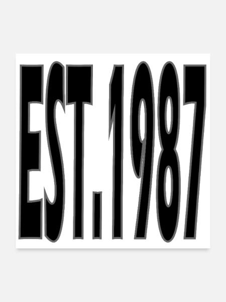 EST. 1987 Black Text T-Shirt – Sleek Minimalist - Poster 24x24 - white - Front