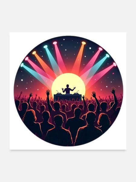 Electric Concert Vibes - Poster 24x24 - white - Front