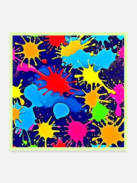 Bright Color Splatter - Poster 24x24 - white - Front