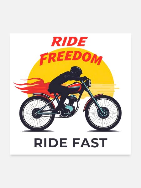 bike silhouette with colorful motion trails - Poster 24x24 - white - Front