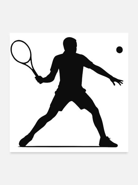 Silhouette of a Tennis Player in Motion - Poster 24x24 - white - Front