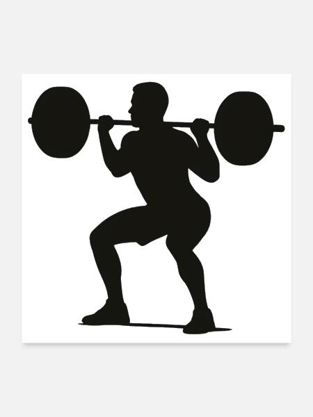Silhouette of a Weightlifter in Motion - Poster 24x24 - white - Front