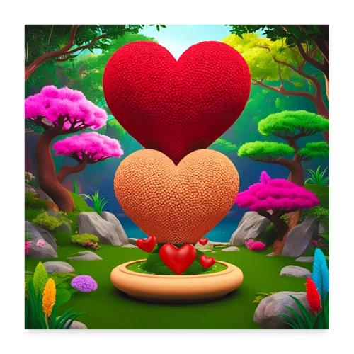 Double Heart, fantasy, nature and fantasy - Poster 24x24