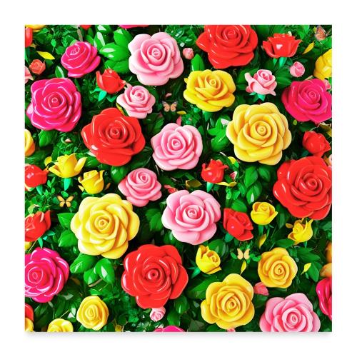 Floral print, colors in rose flowers, nature - Poster 24x24