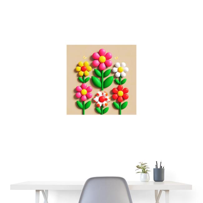 3D Flowers and Butterflies in Amber, Floral Design