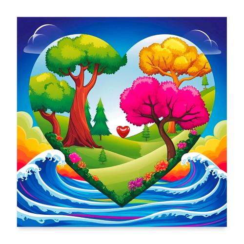 Heart, fantasy, landscapes, nature, fantasy - Poster 24x24