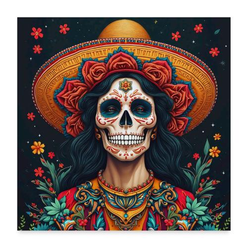 Charra Skull Art | Traditional Mexican Design - Poster 24x24