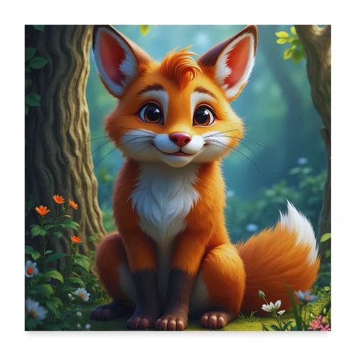 Magical fantasy fox in enchanted forest scene - Poster 24x24