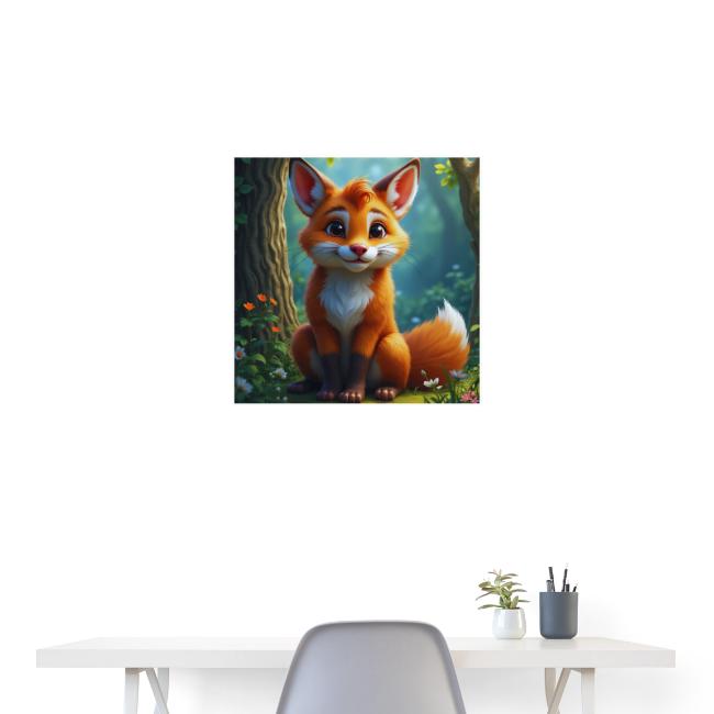 Magical fantasy fox in enchanted forest scene