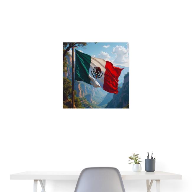 Mexican Flag in Mountain Nature Landscape