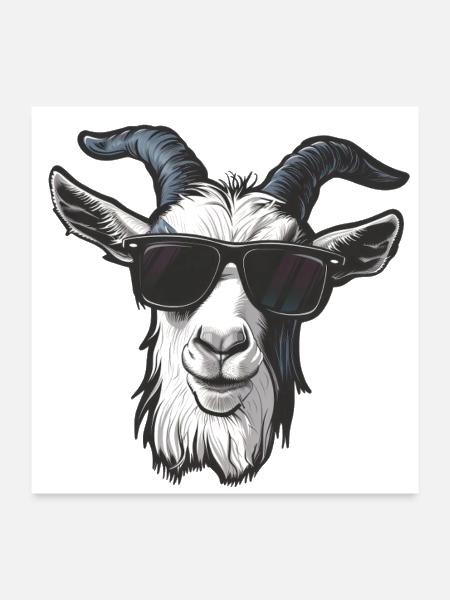 Cool Goat Sunglasses - Poster 24x24 - white - Front