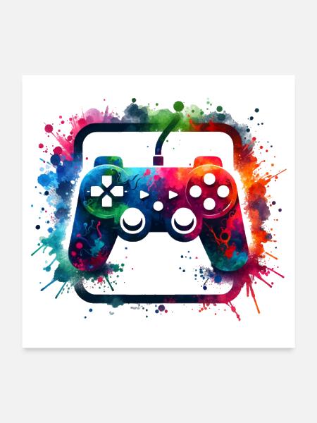 Spray Paint Gamer Controller - Poster 24x24 - white - Front