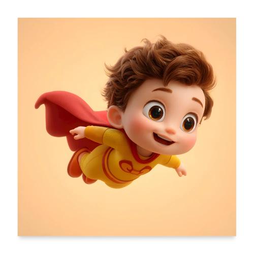 Cute Cartoon Superhero Toddler Flying Wall Print - Poster 24x24