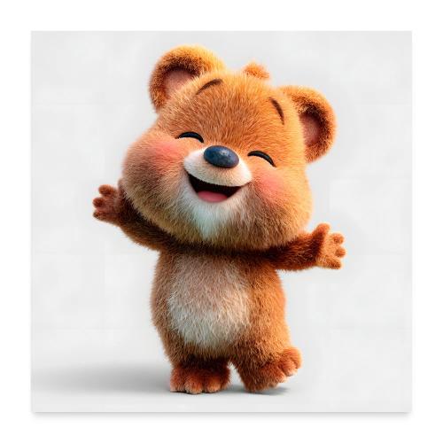 Cute Cartoon Bear Standing with Arms Up Wall Print - Poster 24x24