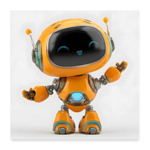 Joyful Cartoon Yellow Robot Standing Wall Print - Poster 24x24