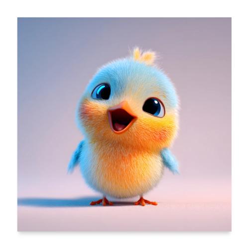 Joyful Cartoon Baby Bird Colorful Wall Print - Poster 24x24