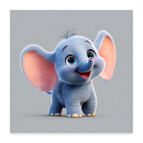 Joyful Baby Elephant - Poster 24x24