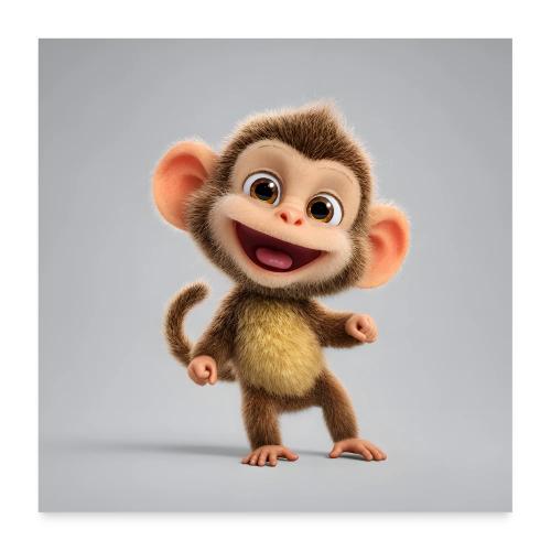Joyful Baby Monkey - Poster 24x24
