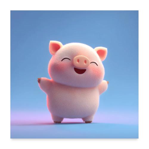 Joyful Baby Pig - Poster 24x24