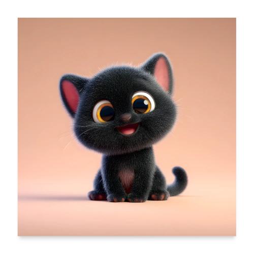 Playful Black Kitten - Poster 24x24