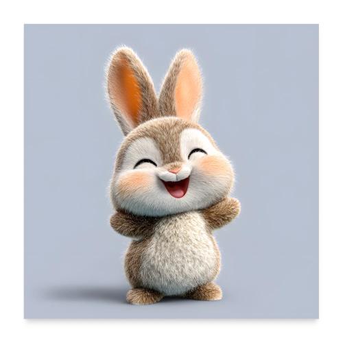 Cheerful Baby Rabbit - Poster 24x24