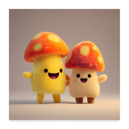 Joyful Mushroom Friends - Poster 24x24