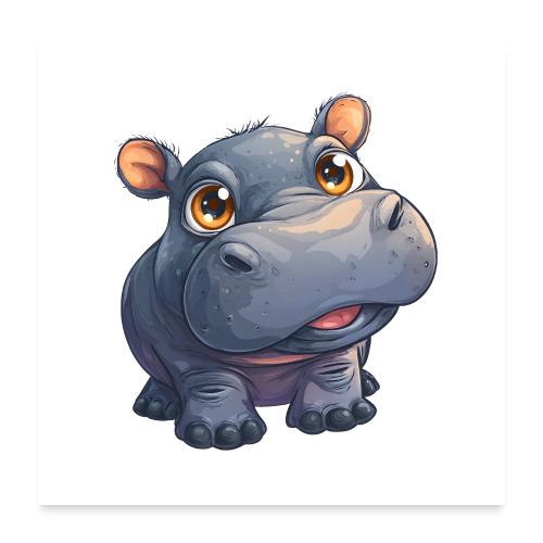 Happy Little Hippo - Poster 24x24