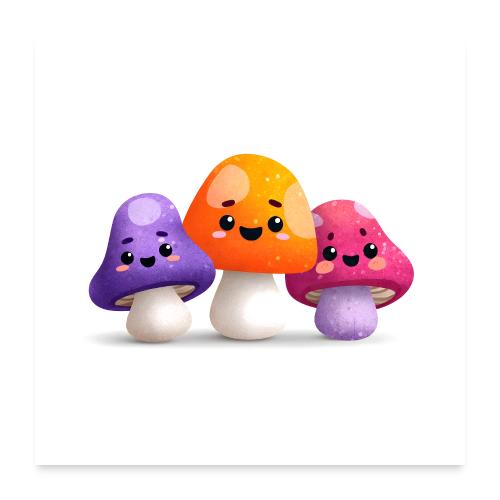 Mushroom Trio Delight - Poster 24x24