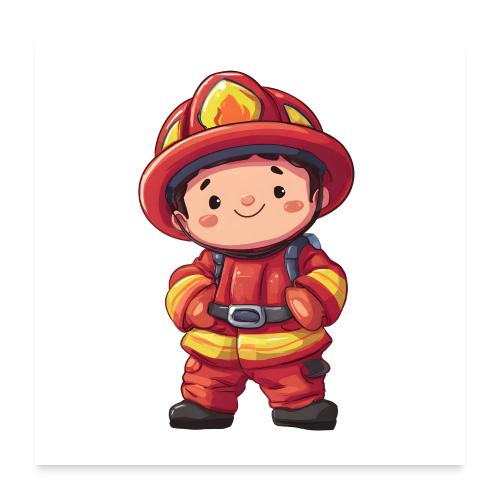 Brave Firefighter in Action - Poster 24x24