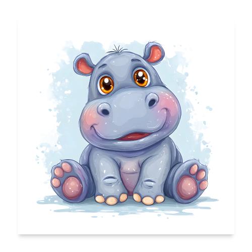 Happy Baby Hippo - Poster 24x24