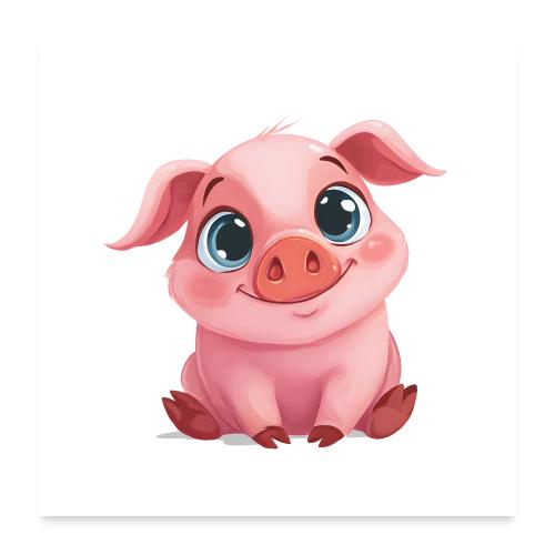 Smiling Pink Piglet - Poster 24x24