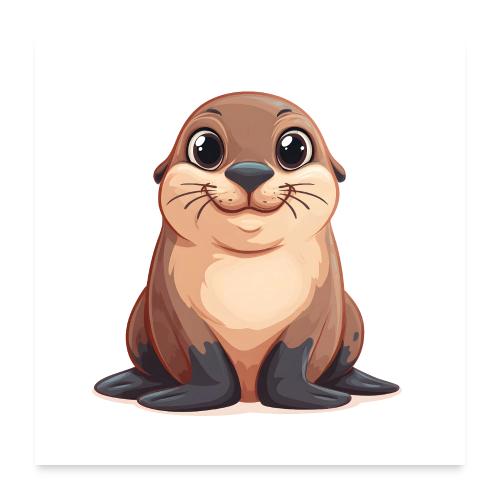 Happy Baby Sea Lion - Poster 24x24