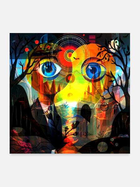 Vivid City Eyes Abstract - Poster 24x24 - white - Front
