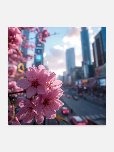 Modern Cherry Blossom - Poster 24x24 - white - Front