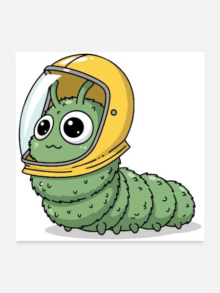 Caterpillar Survivor in Yellow Hazmat Helmet - Poster 24x24 - white - Front