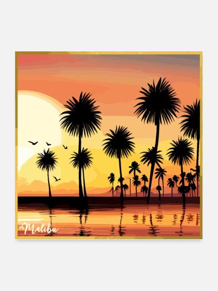 Malibu Sunset Graphic Design T shirt and Hoodies - Poster 24x24 - white - Front