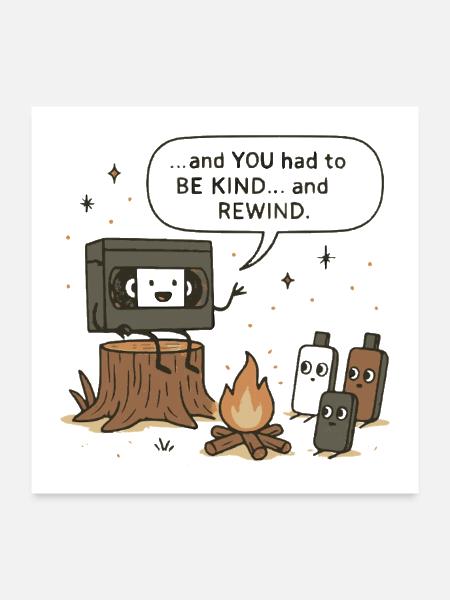 Kind Rewind Campfire Vibe - Poster 24x24 - white - Front