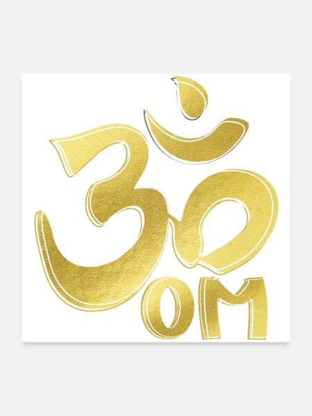 Golden Om Symbol Glow - Poster 24x24 - white - Front
