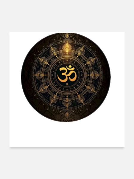 Golden Om Mandala Circle - Poster 24x24 - white - Front