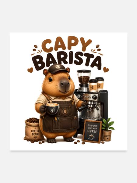 Capy Barista Latte Art - Poster 24x24 - white